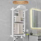 White Electric Heated Towel Rail Smart Electric Towel Rack Bathroom Cloth Screen Dryer Towel